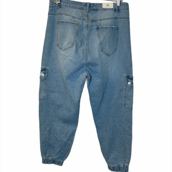 NWT American Bazi Los Angeles Baggy Denim Light Blue Jogger RJJ-5103P Sz 2X - Picture 2 of 6